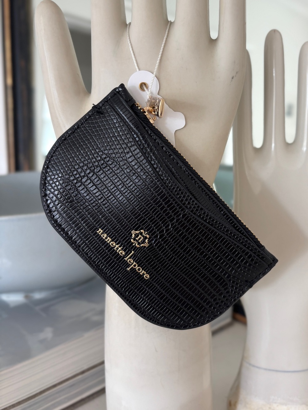 Nanette Lepore Cosima Card Case Black Lizard